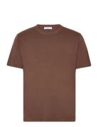 Knit Cotton T-Shirt Tops T-Kortærmet Skjorte Brown Mango