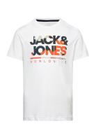 Jjluke Tee Ss Crew Neck Jnr Tops T-Kortærmet Skjorte White Jack & J S