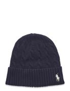 Cotton-Cotton Cable Hat Accessories Headwear Beanies Navy Polo Ralph L...