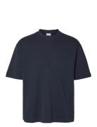 Slhlooseoscar Ss O-Neck Tee Noos Tops T-Kortærmet Skjorte Navy Selecte...