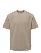 Onsfred Life Rlx Ss Tee Noos Tops T-Kortærmet Skjorte Beige ONLY & SON...