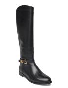 Brooke Burnished Leather Riding Boot Lange Støvler Black Lauren Ralph ...