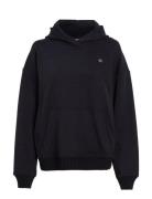 Woven Label Peached Hoodie Tops Sweatshirts & Hoodies Hoodies Black Ca...