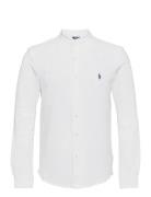 Featherweight Mesh-Ls Fb Mandarin C Tops Shirts Casual White Polo Ralp...