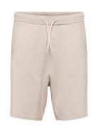 Slhteller Knit Shorts Bottoms Shorts Sweat Shorts Beige Selected Homme