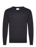 Extrafine Lambswool V-Neck Tops Knitwear V-necks Navy GANT