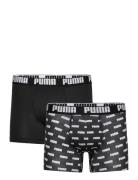 Puma Men Everyday Logo Print Boxers 2P Sport Boxers Black PUMA