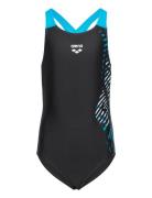 Girl's Arena Vortex Swimsuit V Back Black-Turquois Sport Swimsuits Bla...