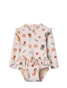 Sille Baby Printed Swimsuit Swimwear Uv Clothing Uv Suits Cream Liewoo...