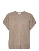 Cap Sleeve T-Shirt Designers Knitwear Jumpers Beige Davida Cashmere