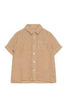 Reg. Linen Ss Shirt Tops Shirts Short-sleeved Shirts Beige GANT