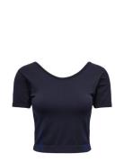 Onpkay Ss Crop Seam Top Tops Crop Tops Short-sleeved Crop Tops Navy On...