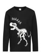 Top Ls Dino Glow In Dark Tops T-shirts Long-sleeved T-Skjorte Black Li...