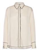 Jennifer Satin Blouse Tops Blouses Long-sleeved Cream Twist & Tango