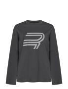 Cotton Melange Long Sleeve Sport T-shirts & Tops Long-sleeved Grey Röh...