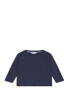 Long Sleeve Cotton T-Shirt Tops T-shirts Long-sleeved T-Skjorte Navy M...