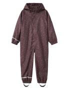 Nmfdry10 Rain Suit W Fleece Fo Outerwear Rainwear Rainwear Sets Purple...