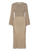 Lexi Contrast Knitted Midi Dress Knælang Kjole Beige Malina