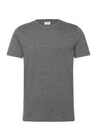 Mouliné O-Neck Tee S/S Tops T-Kortærmet Skjorte Grey Lindbergh