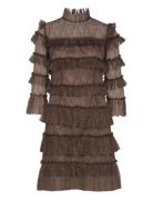 Carmine Frill Mini Lace Dress Designers Short Dress Brown Malina