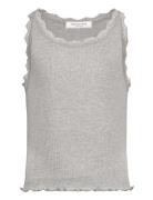 Rkbeatha Sl Top W/ Lace Tops T-shirts Sleeveless Grey Rosemunde Kids