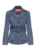 Belted Tailored Jacket , 2251 Denim Jakke Denimjakke Blue STINE GOYA