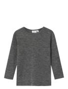 Nmmwang Wool Rib Ls Top Tops T-shirts Long-sleeved T-Skjorte Grey Name...