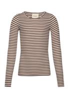 T-Shirt Long-Sleeve Tops T-shirts Long-sleeved T-Skjorte Brown Sofie S...