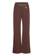 Chain-Trim Pleated Jersey Wide-Leg Pant Bottoms Trousers Wide Leg Brow...