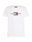 Hilfiger Flag Embro Tee Tops T-Kortærmet Skjorte White Tommy Hilfiger