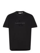 Chenille Monologo Tee Tops T-Kortærmet Skjorte Black Calvin Klein Jean...