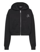 Embroidered Ck Zip Through Tops Sweatshirts & Hoodies Hoodies Black Ca...