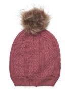 Hat W. Detachable Fake Fur Accessories Headwear Hats Beanie Pink Minym...