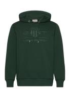 Reg Tonal Shield Hoodie Tops Sweatshirts & Hoodies Hoodies Green GANT