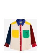 Bobo Square Embroidery Color Block Corduroy Shirt Tops Shirts Long-sle...