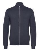 Ecovero L/S Zip Cardigan Tops Knitwear Full Zip Jumpers Navy Lindbergh