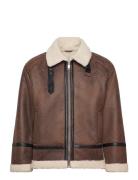 Faux Shearling Jacket Læderjakke Skindjakke Brown Lindbergh