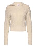 Tjw Cable Rugby Sweater Tops T-shirts & Tops Polos Cream Tommy Jeans