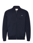 Casual Cotton Bomber Cardigan Tops Knitwear Full Zip Jumpers Navy GANT