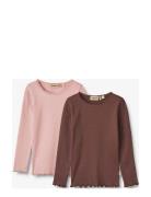 2 Rib T-Shirt L/S Reese Tops T-shirts Long-sleeved T-Skjorte Multi/pat...