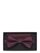 Polyester Bow Tie With Dots Butterfly Burgundy Lindbergh Black