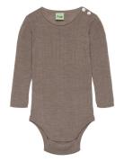 Baby Rib Body Bodies Long-sleeved Brown FUB