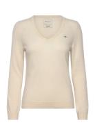 Extrafine Lambswool Blend V-Neck Tops Knitwear Jumpers Cream GANT