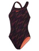 8-12199 Womens Hyperboom Allover Medalist Sport Swimsuits Black Speedo