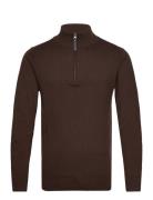 Inancona Tops Knitwear Half Zip Jumpers Brown INDICODE