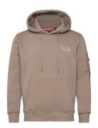 Back Print Hoody Tops Sweatshirts & Hoodies Hoodies Beige Alpha Indust...