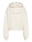 Chenille Monologo Hoodie Tops Sweatshirts & Hoodies Hoodies Cream Calv...