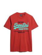 Duo Vintage Logo T Shirt Tops T-Kortærmet Skjorte Red Superdry