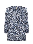 Sc-Felicity Aop Tops Blouses Short-sleeved Blue Soyaconcept