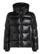 Hooded Quilt Puffer Mw Gloss Uldfrakke Frakke Black Calvin Klein